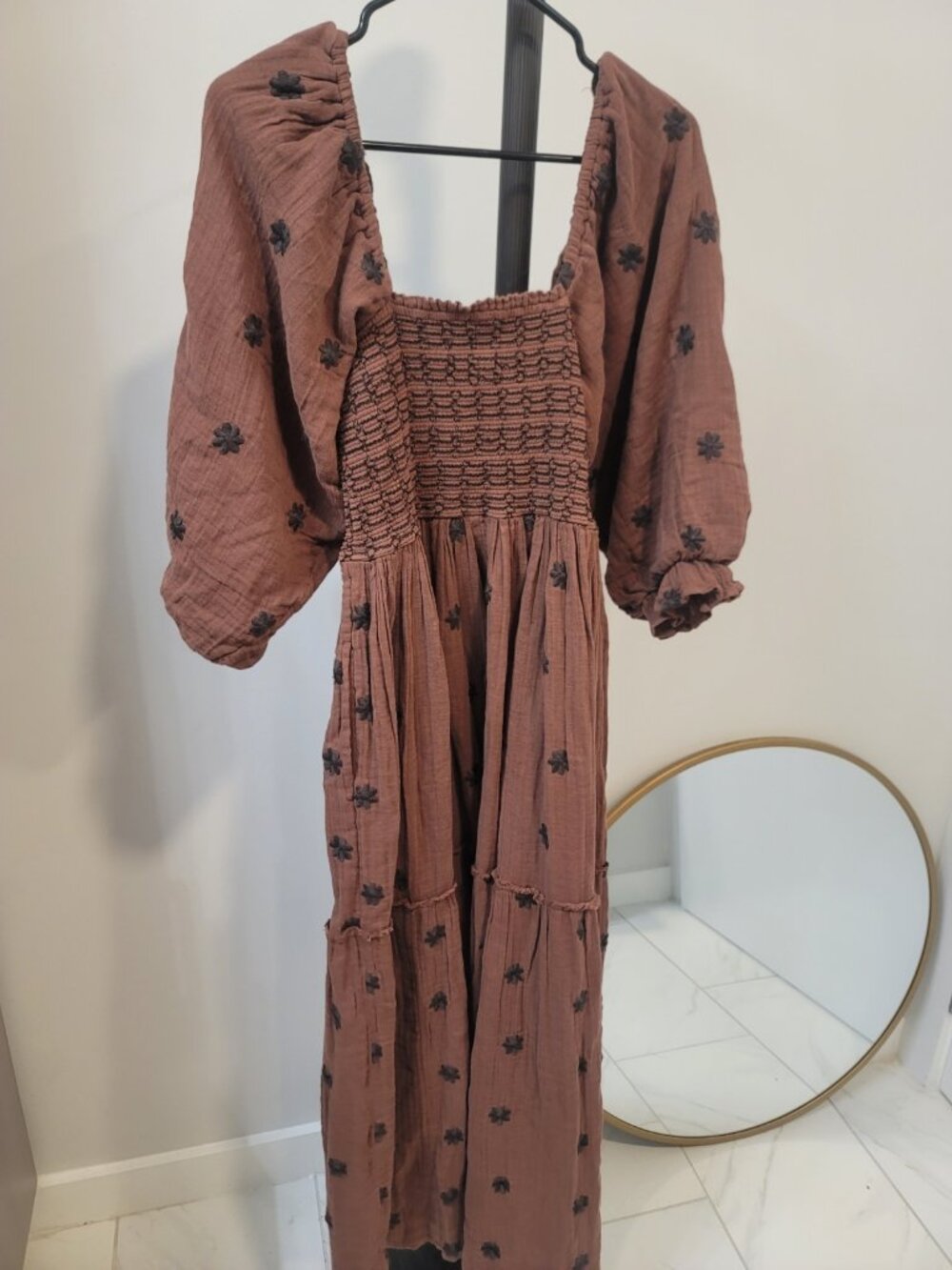 Free People Dahlia Embroidered Maxi Dress S RRP Brown - Picture 5 of 8